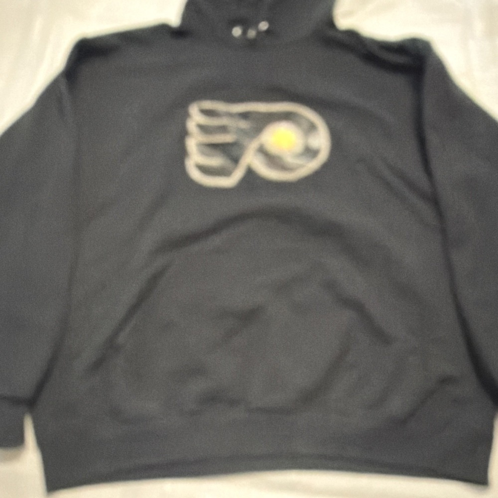 Jerzees Philadelphia Flyers Hoodie Black NHL Sweatshirt Large Glitter Logo